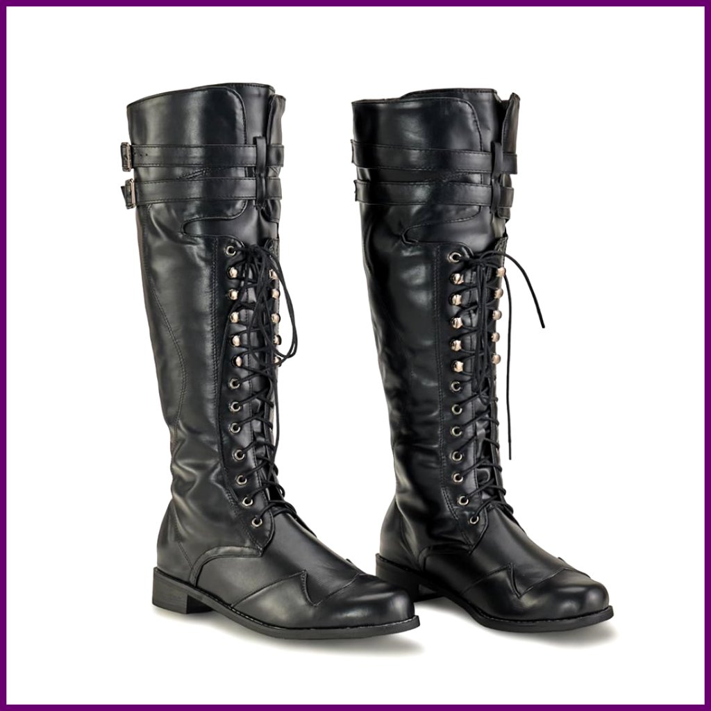 Medieval Renaissance Pull On Mid Calf Gothic Flat Boots For Costumes